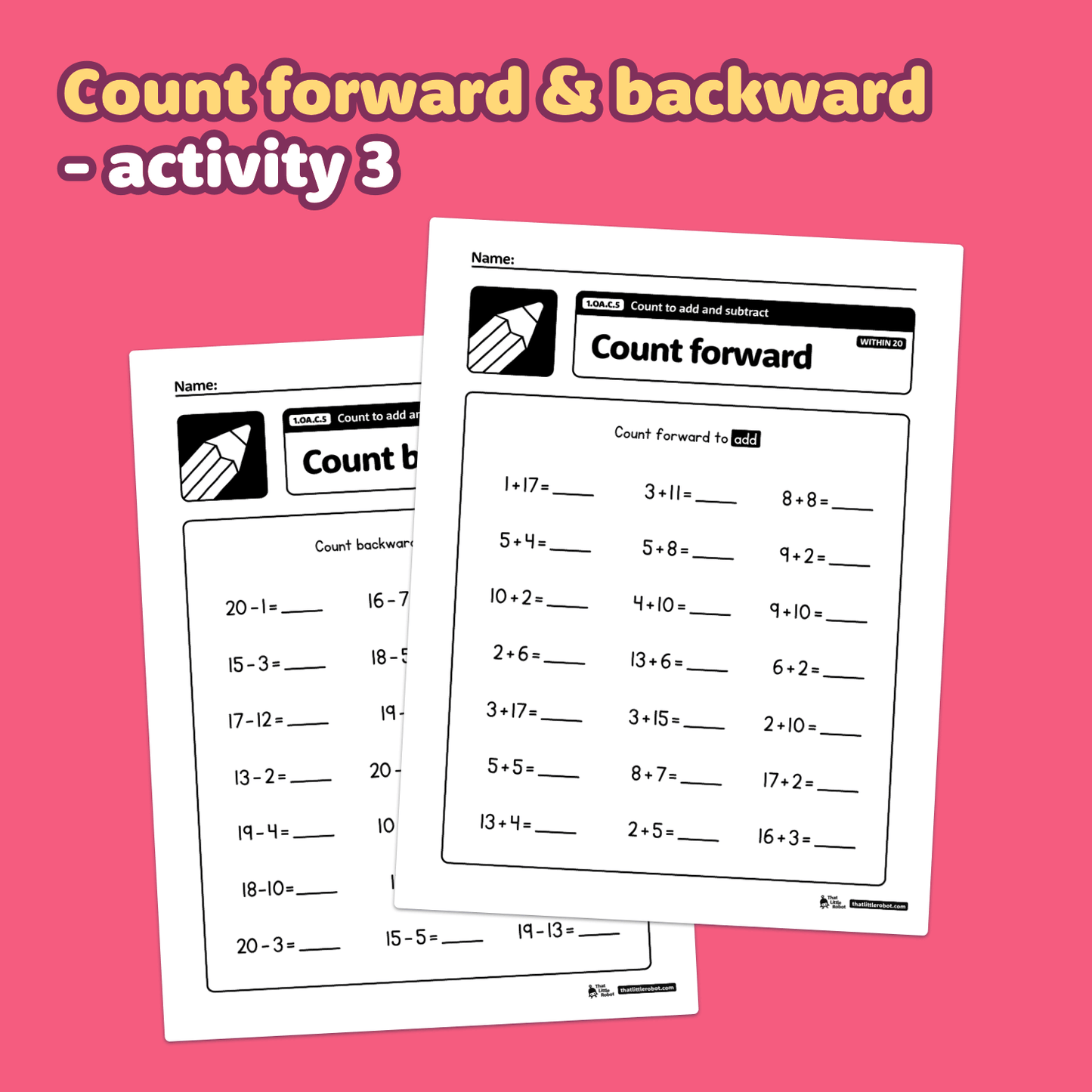 Count to Add and Subtract Worksheets | 1.OA.C.5