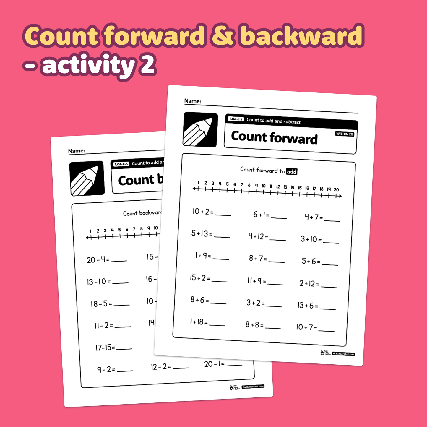 Count to Add and Subtract Worksheets | 1.OA.C.5