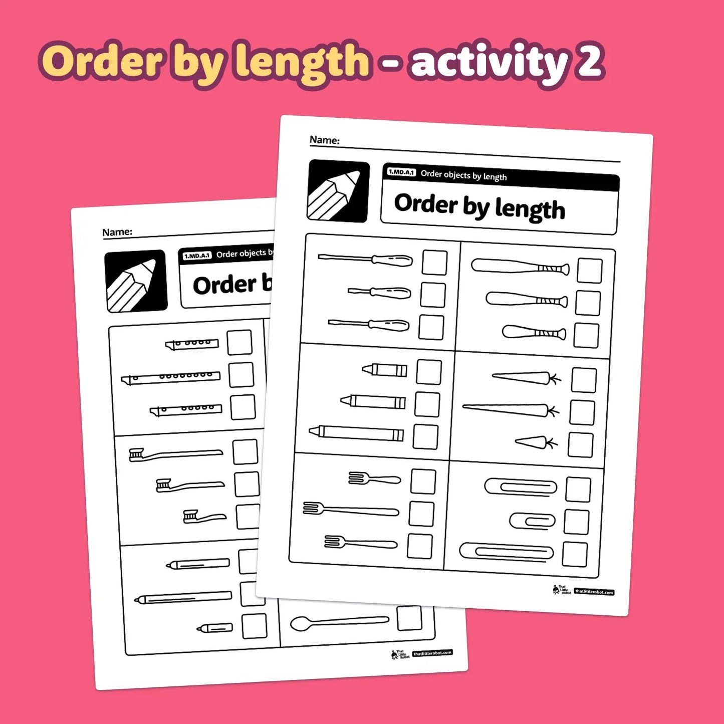 Order Objects By Length Worksheets | 1.MD.A.1