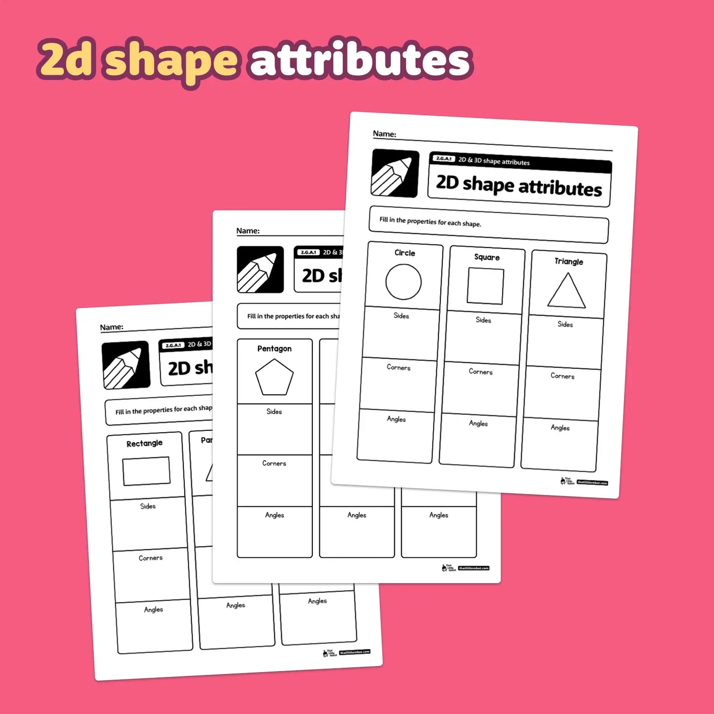 2d & 3d Shape Attributes Worksheets | 2.G.A.1