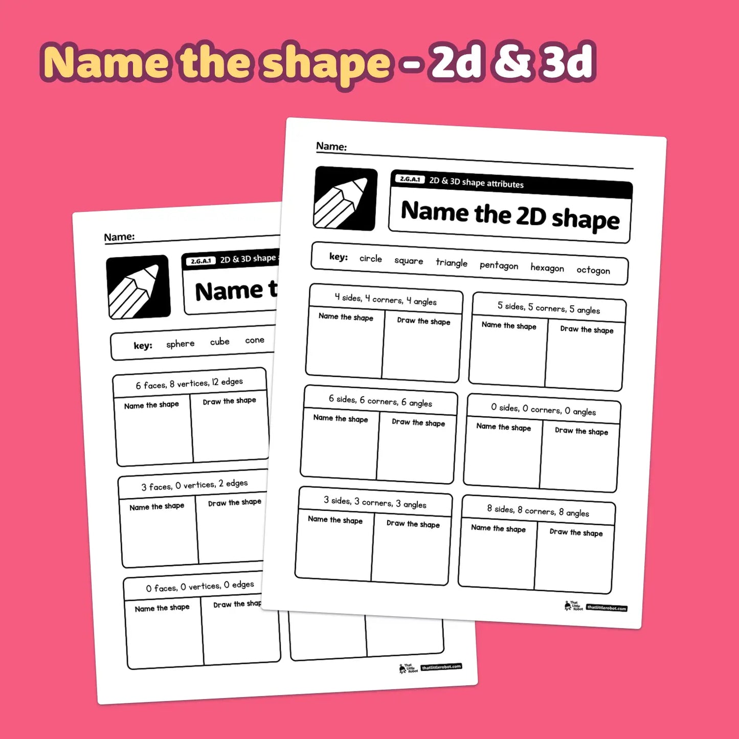 2d & 3d Shape Attributes Worksheets | 2.G.A.1