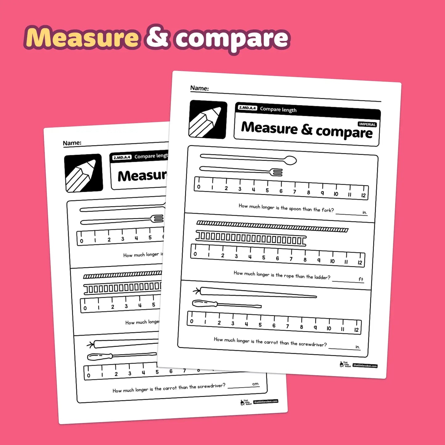 Compare Length Worksheets | 2.MD.A.4