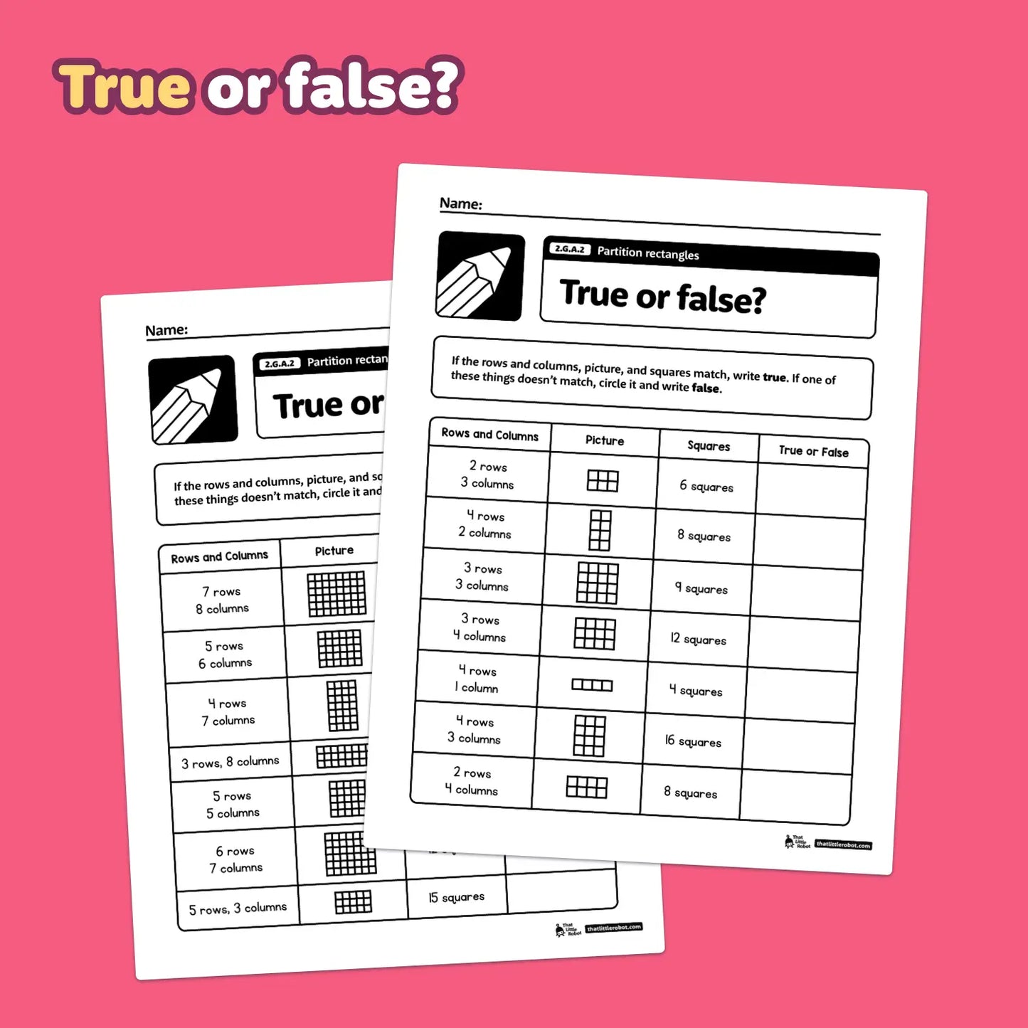 Partition Rectangles Worksheets | 2.G.A.2