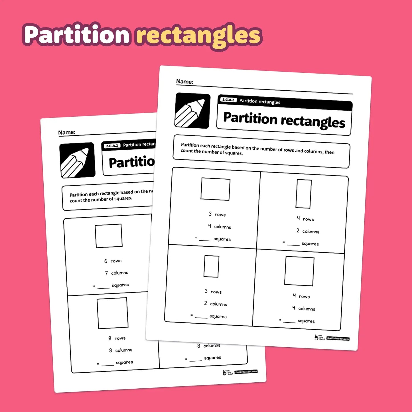 Partition Rectangles Worksheets | 2.G.A.2