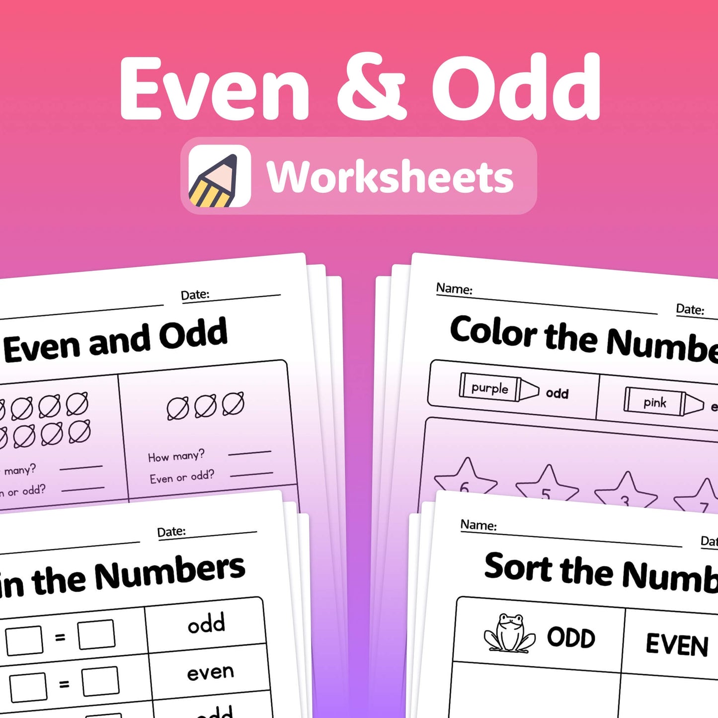2nd & 1st grade even and odd worksheets