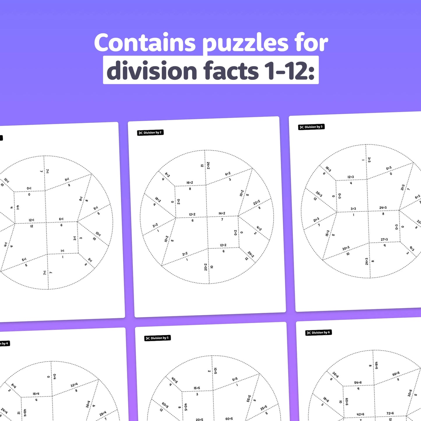Printable division facts puzzles