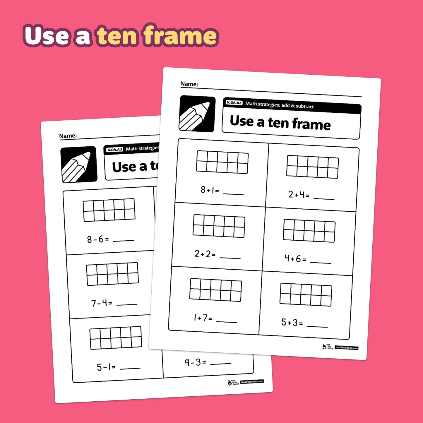 Two worksheets titled "Addition and Subtraction Strategies.