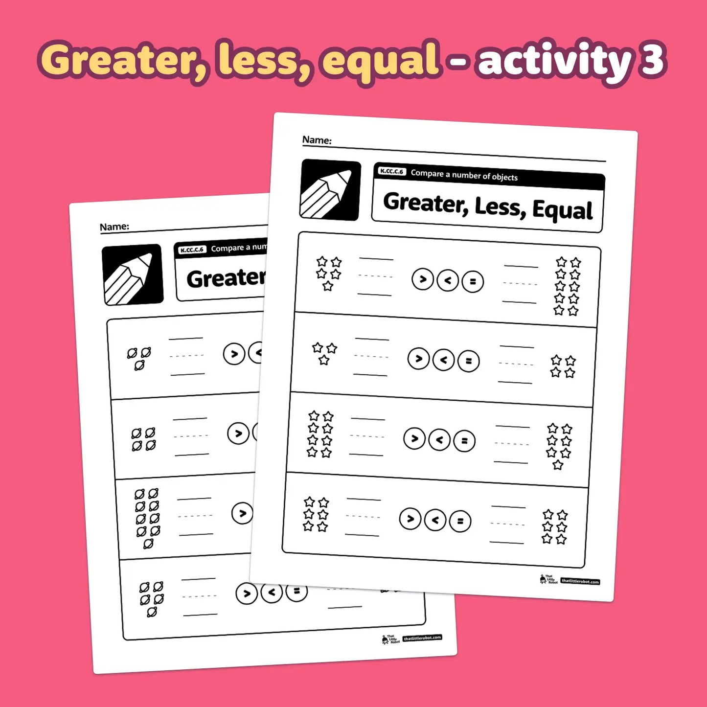 Compare a Number of Objects Worksheets | K.CC.C.6