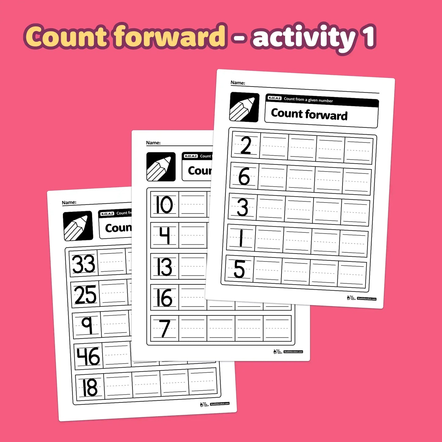 Count on From a Given Number Worksheets | K.CC.A.2