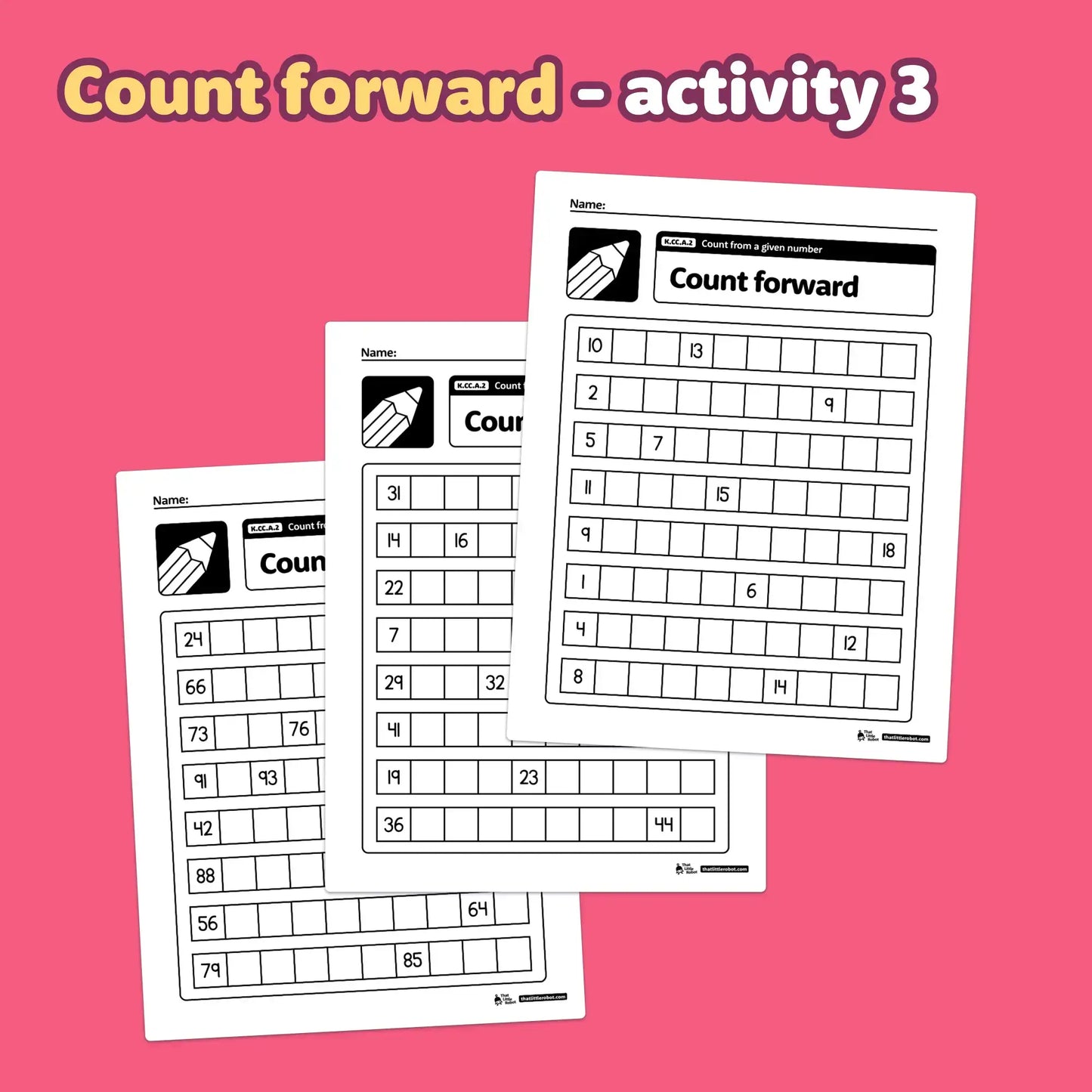 Count on From a Given Number Worksheets | K.CC.A.2