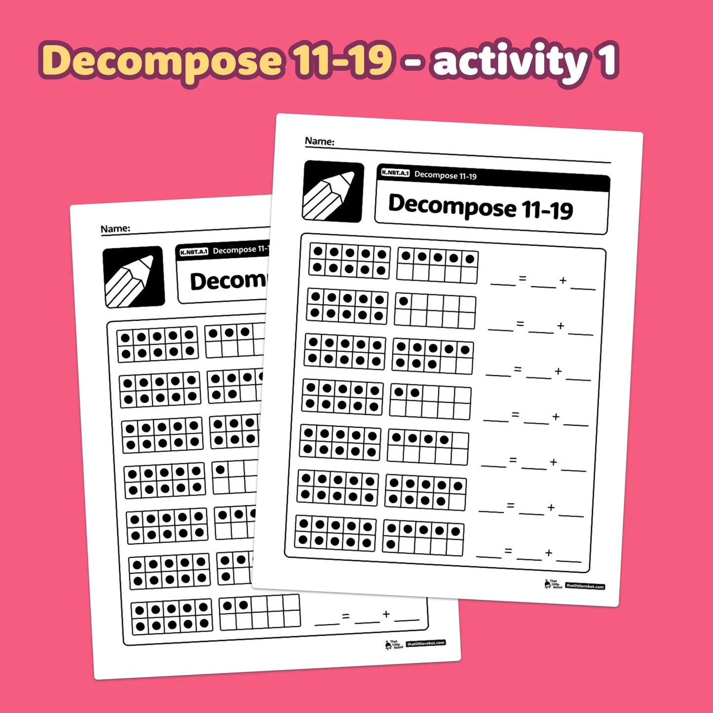 Two worksheets for decomposing numbers 11-19.