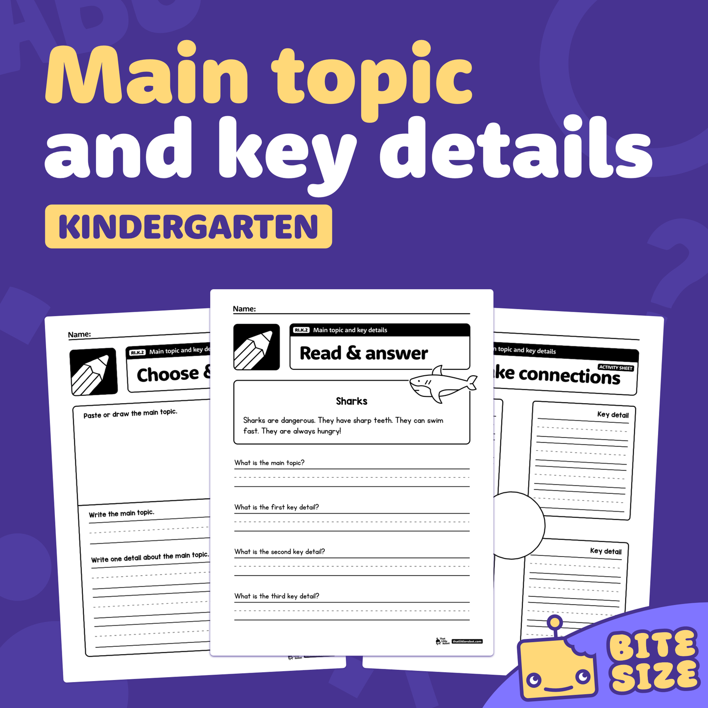 Worksheets display main topic and key details questions for kindergarten.