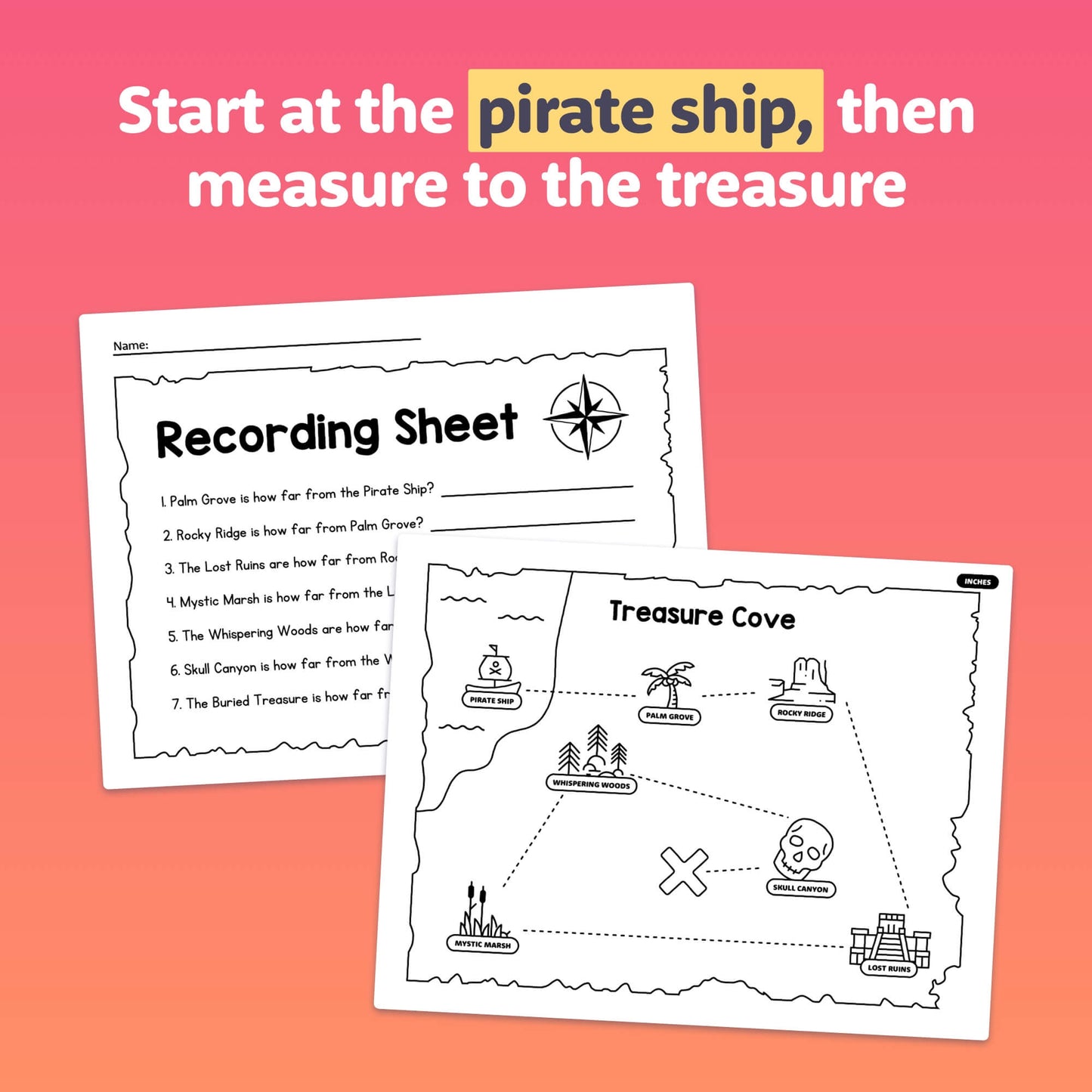Measurement activity with a recording sheet.