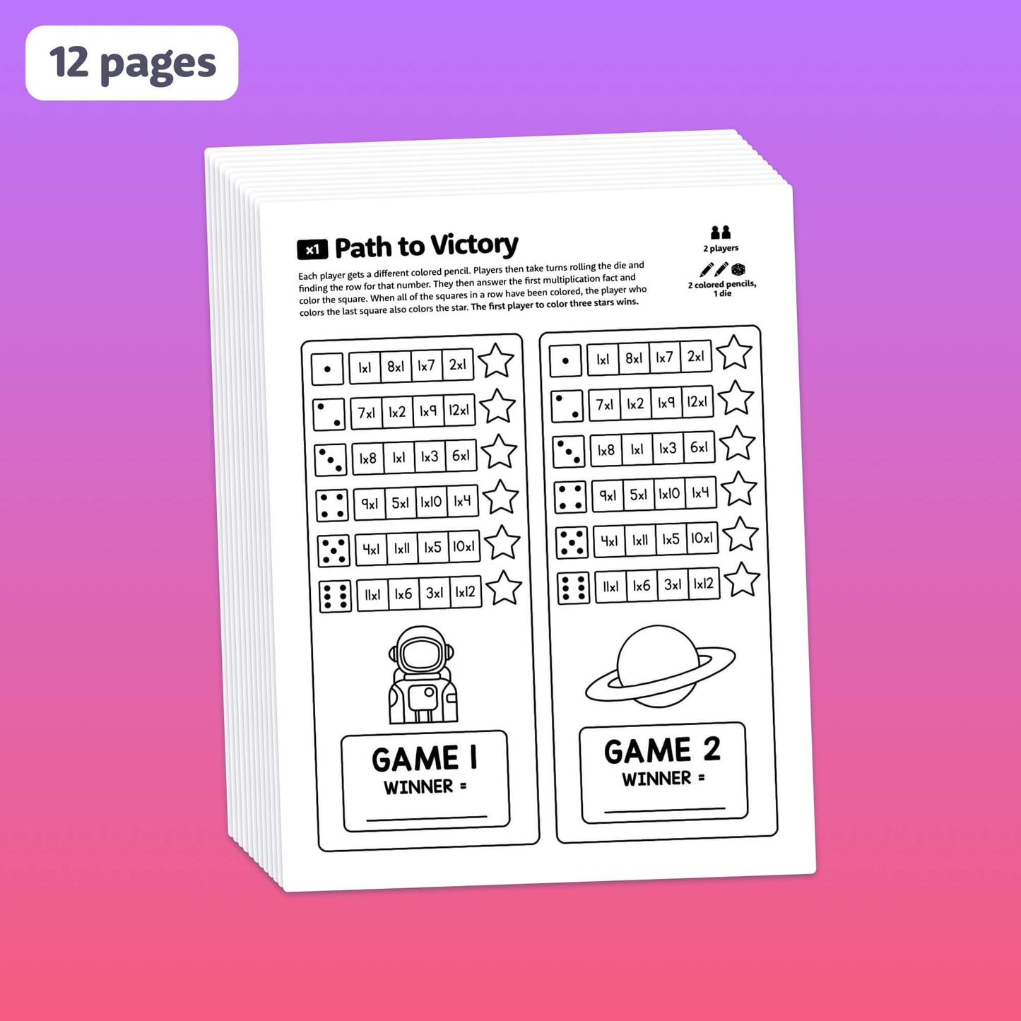 Printable multiplication centers