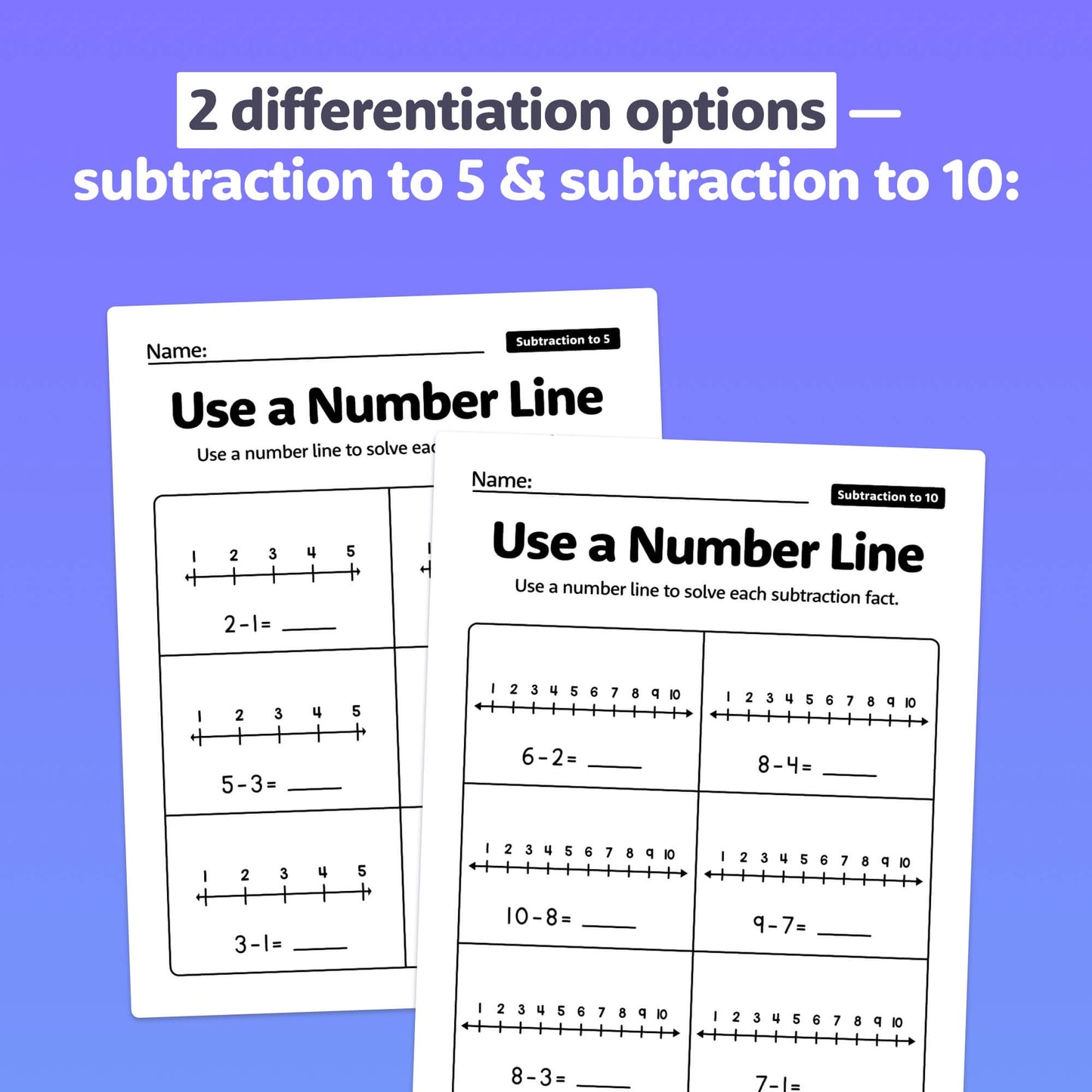 differentiated subtraction worksheets