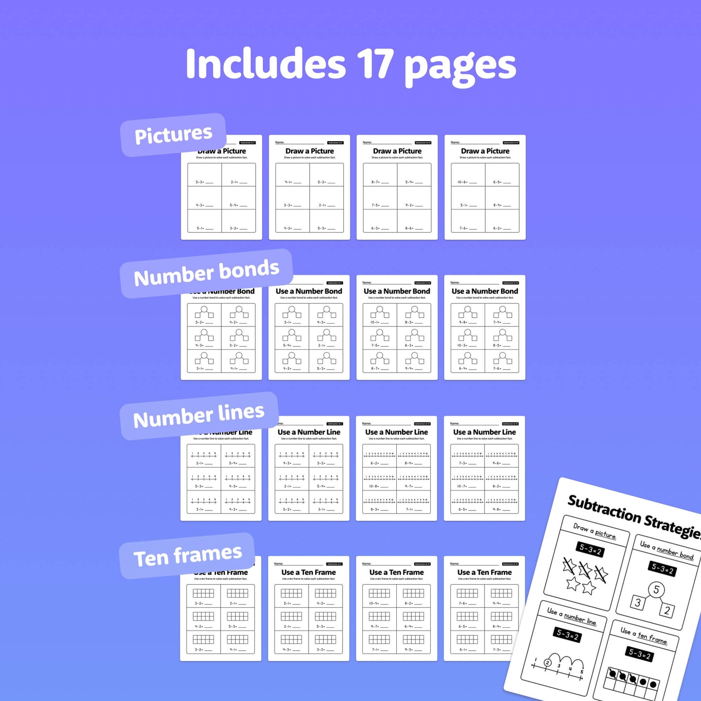 No prep subtraction strategies unit