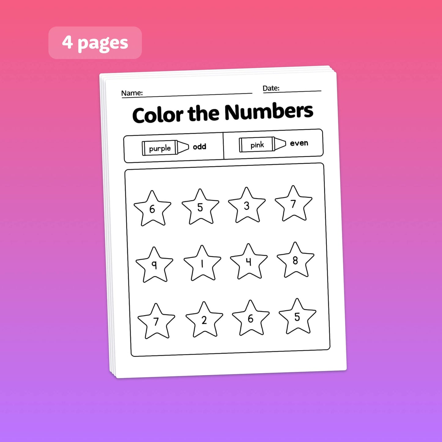 Even and odd number coloring activity