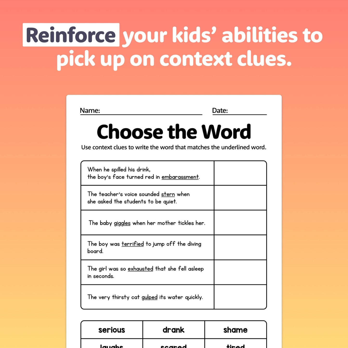 Teach beginner context clues activity