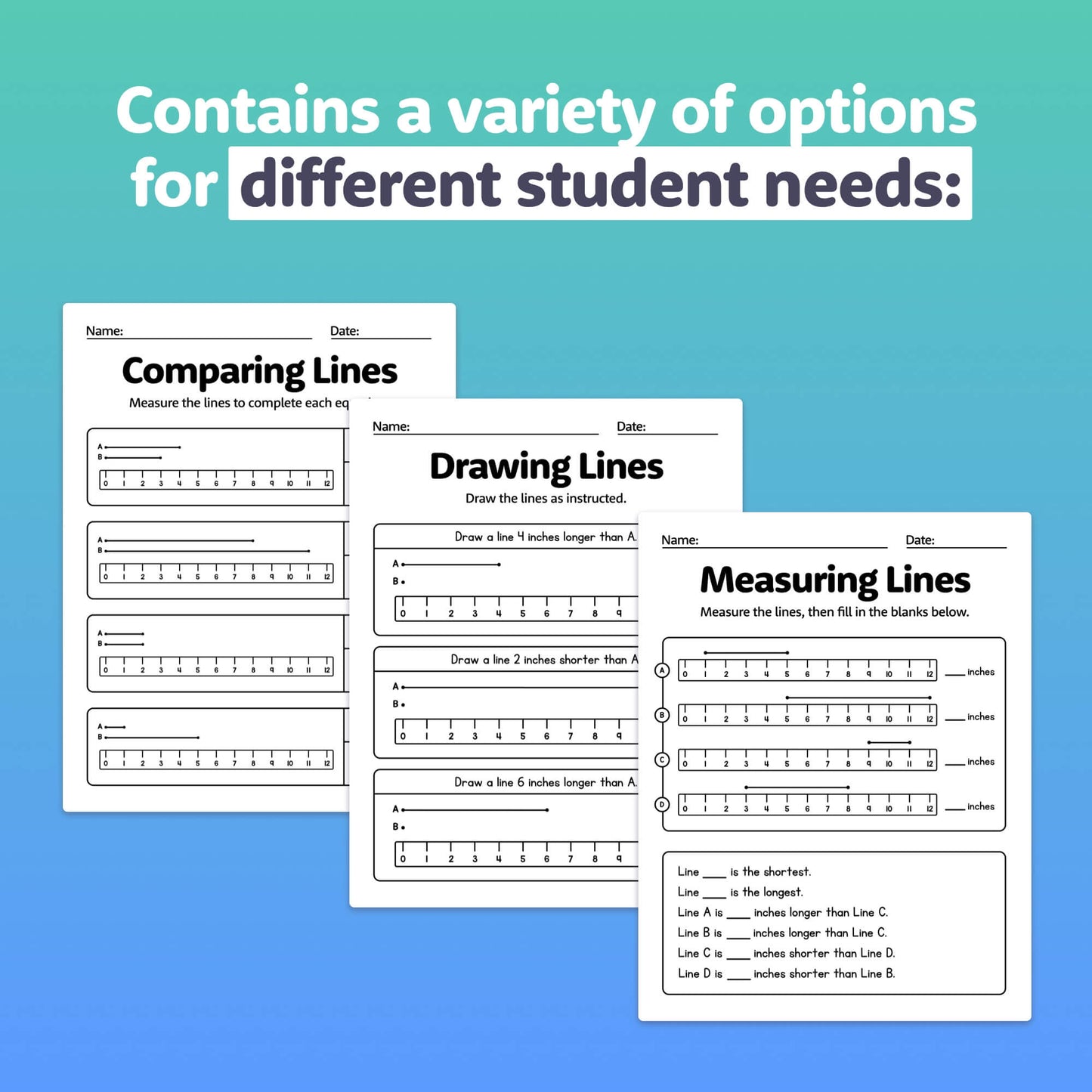Differentiated comparing length activities
