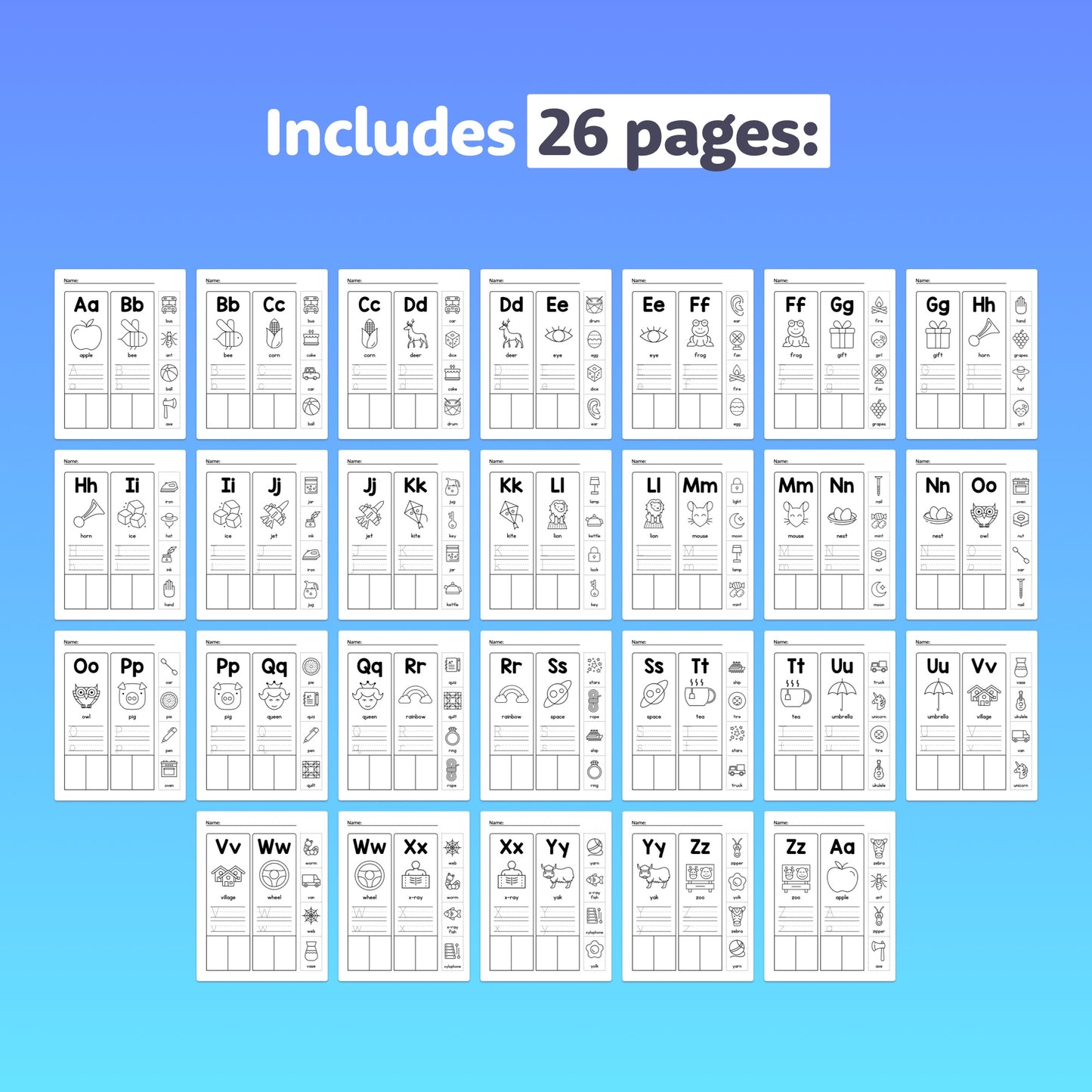 Kindergarten alphabet & letter sound worksheets