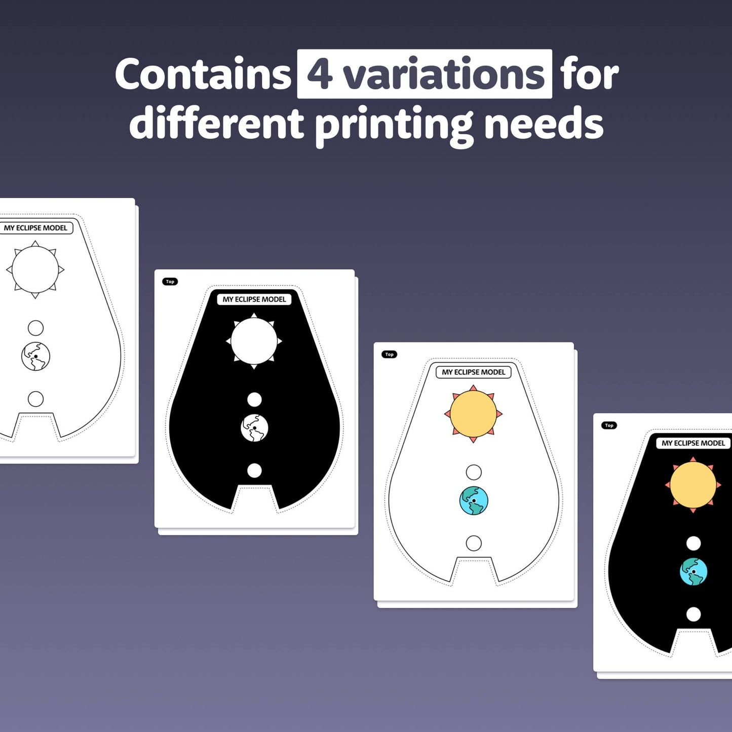 Diagram illustrating four Eclipse Spinner Craft print variations.