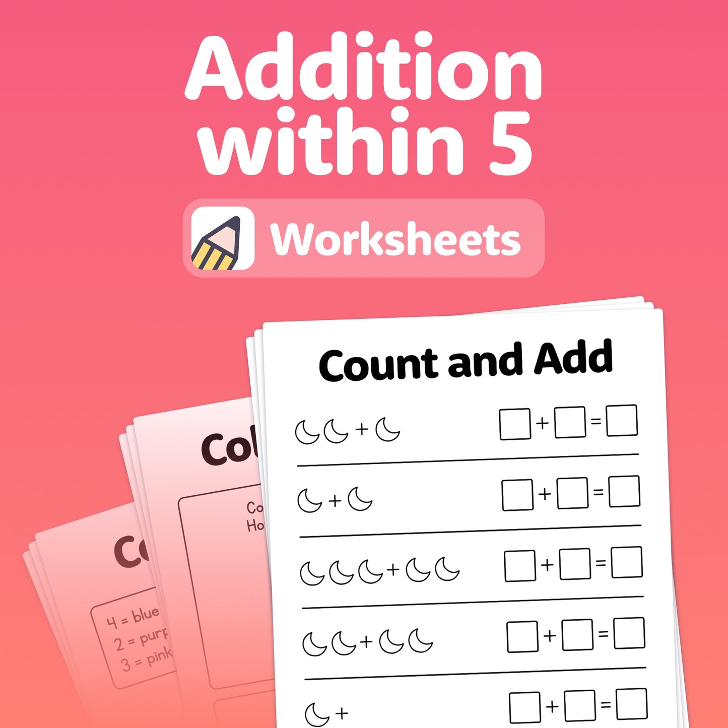 Addition to 5 worksheets