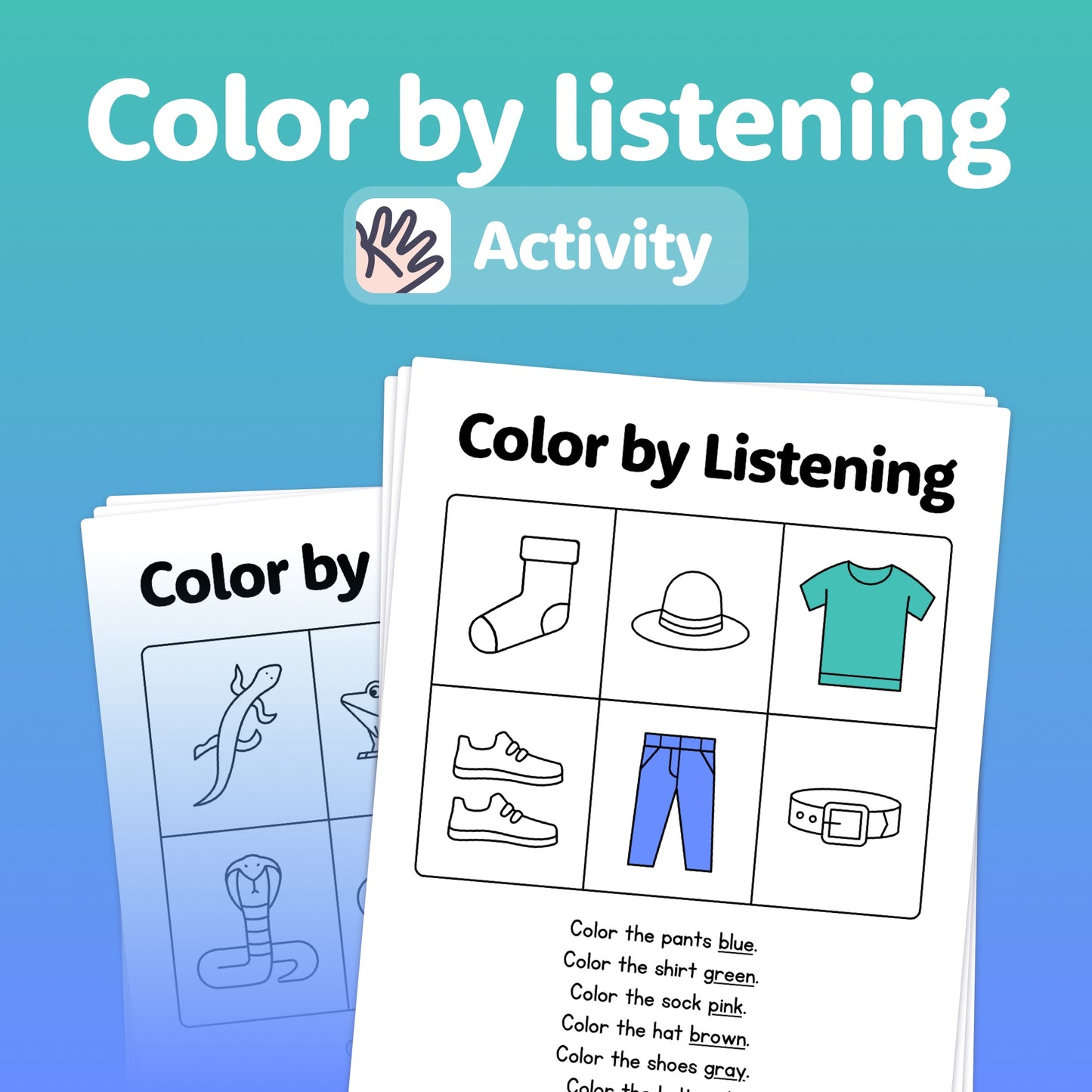 Color by listening activity for kindergarten