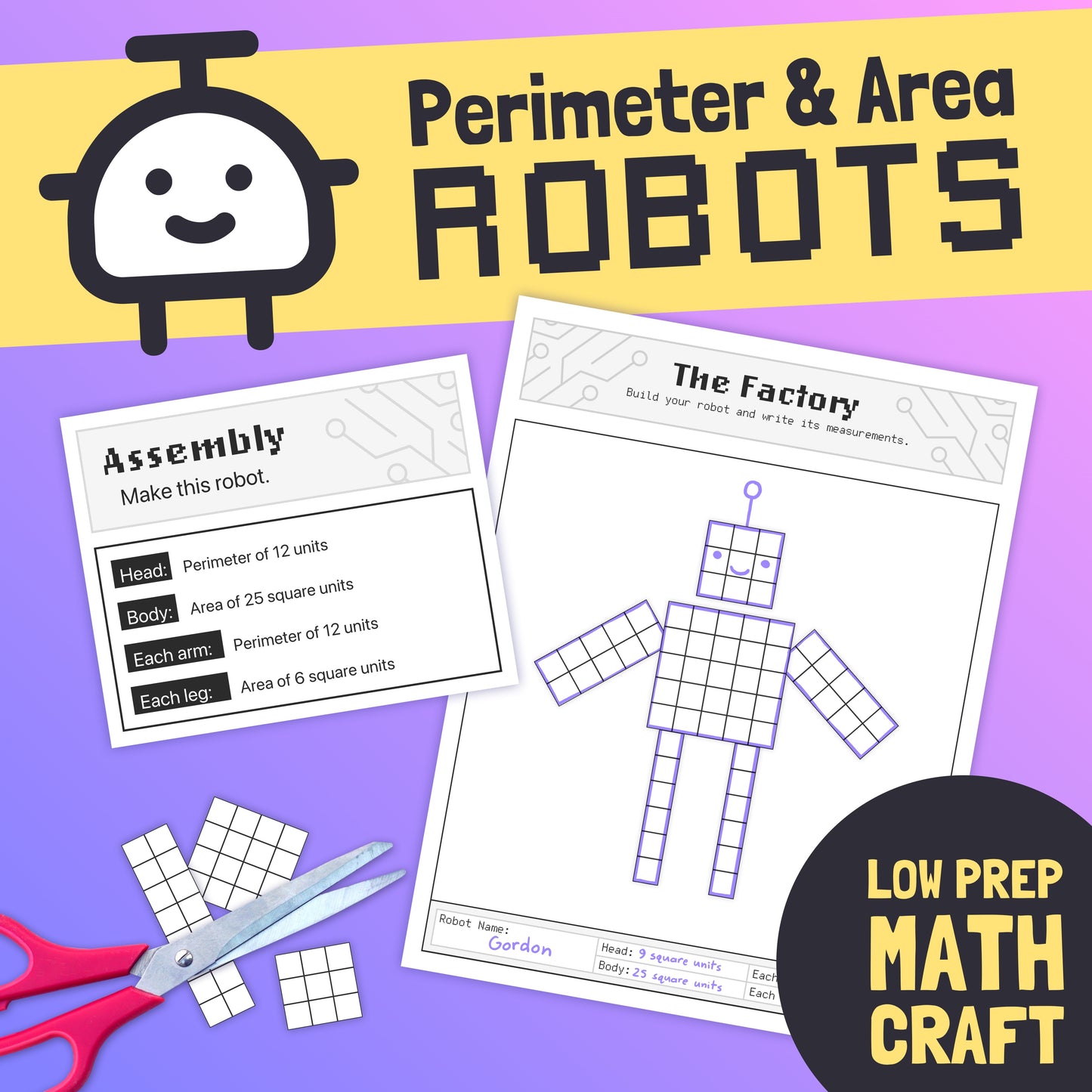 5th, 4th, and 3rd grade perimeter and area math center