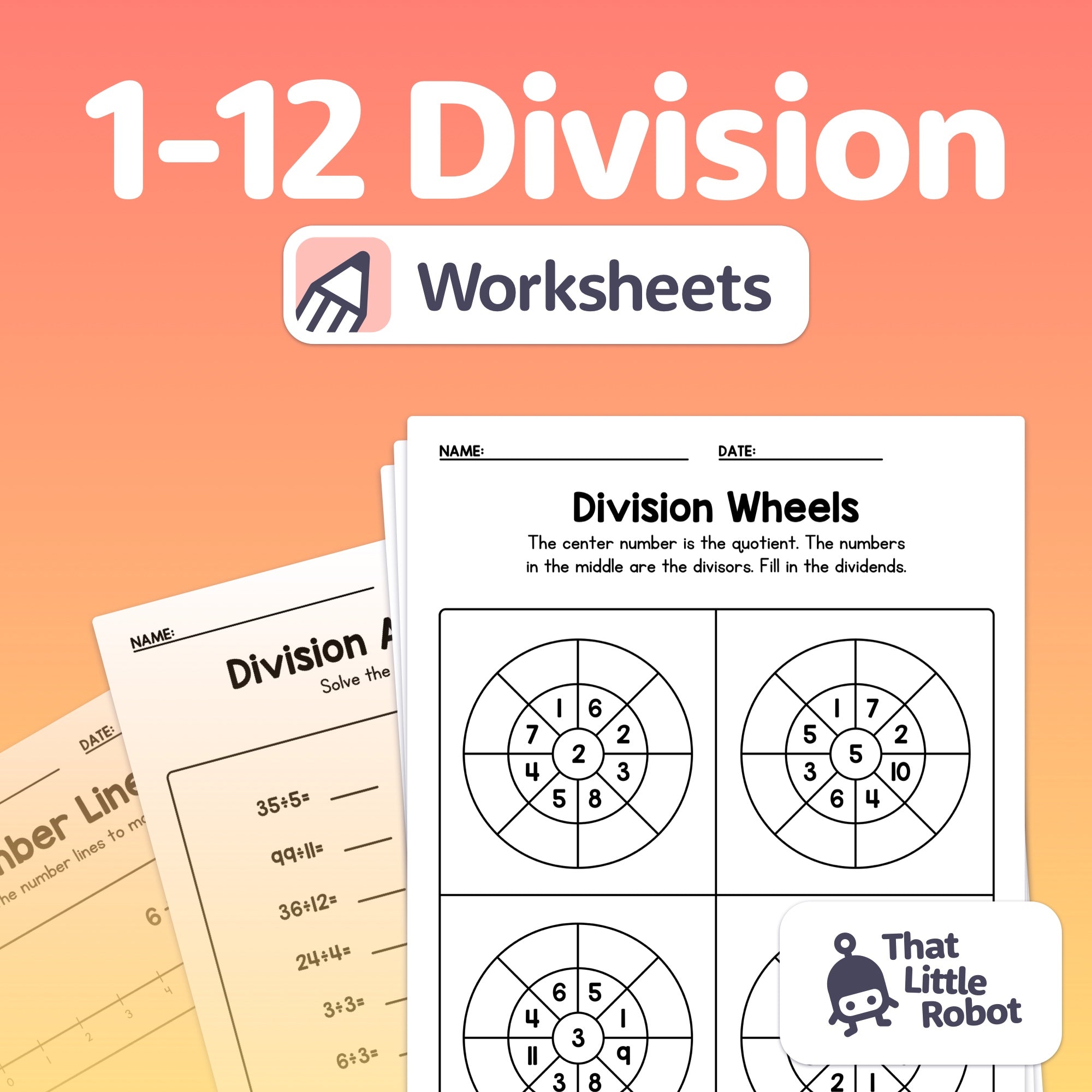 1-12 Division Worksheets (Printable PDF) – That Little Robot