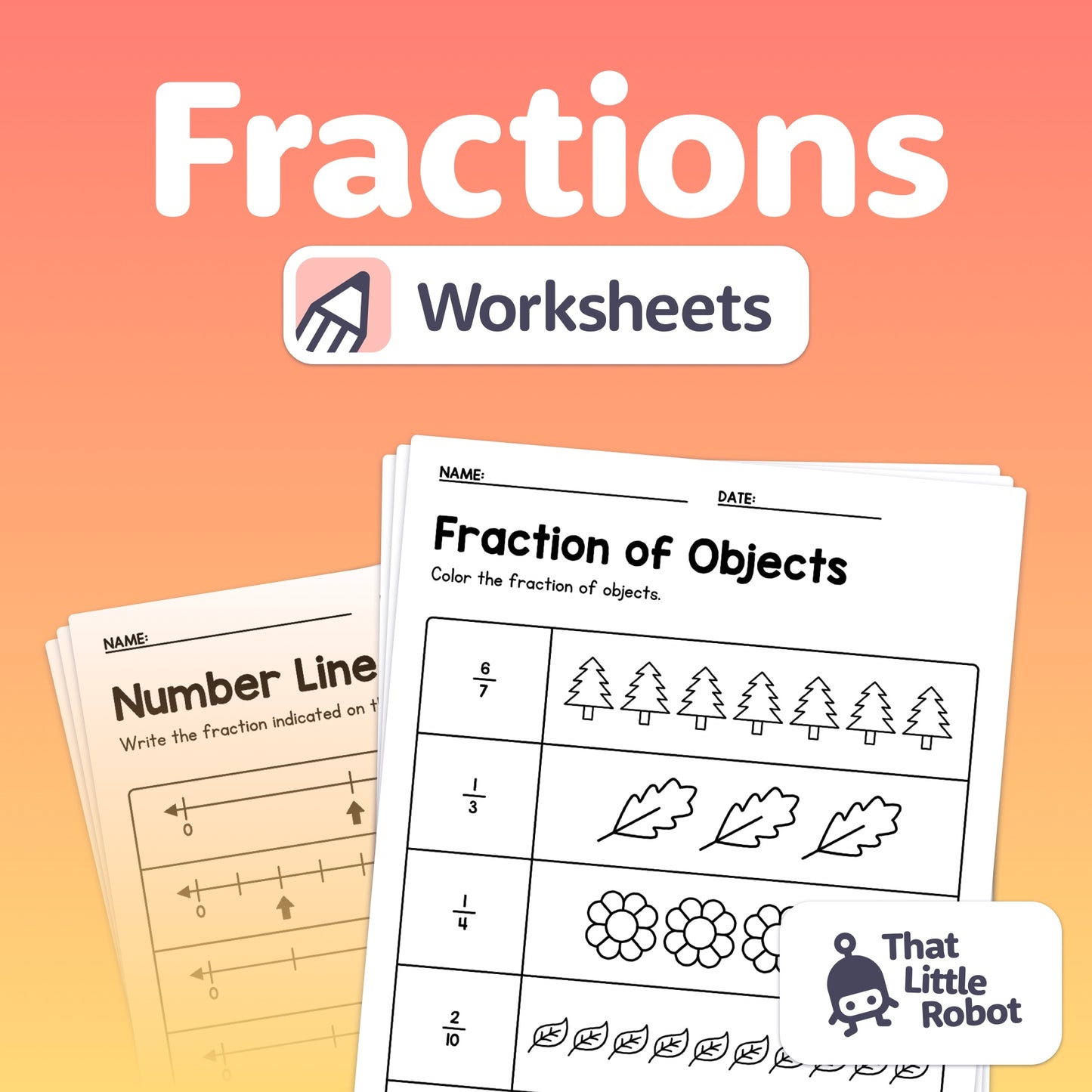 2nd, 3rd, & 4th grade fraction worksheets