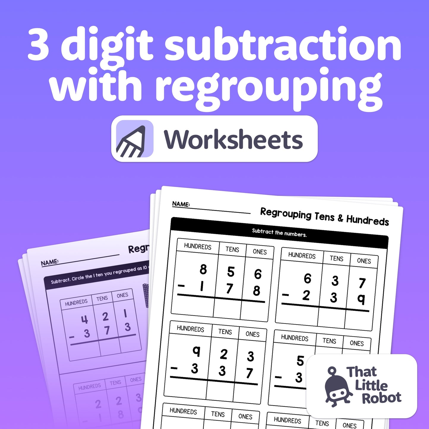 3 digit subtraction with regrouping unit