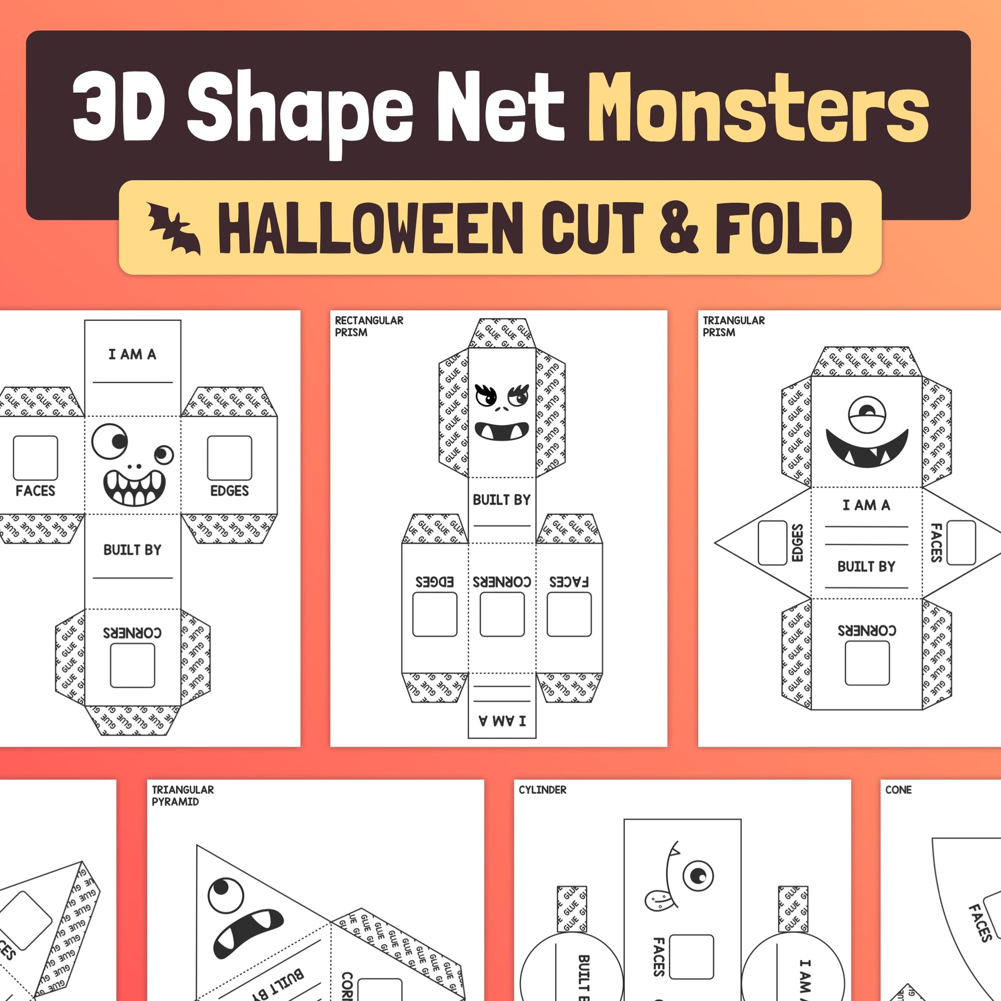 halloween math craft 3d shapes