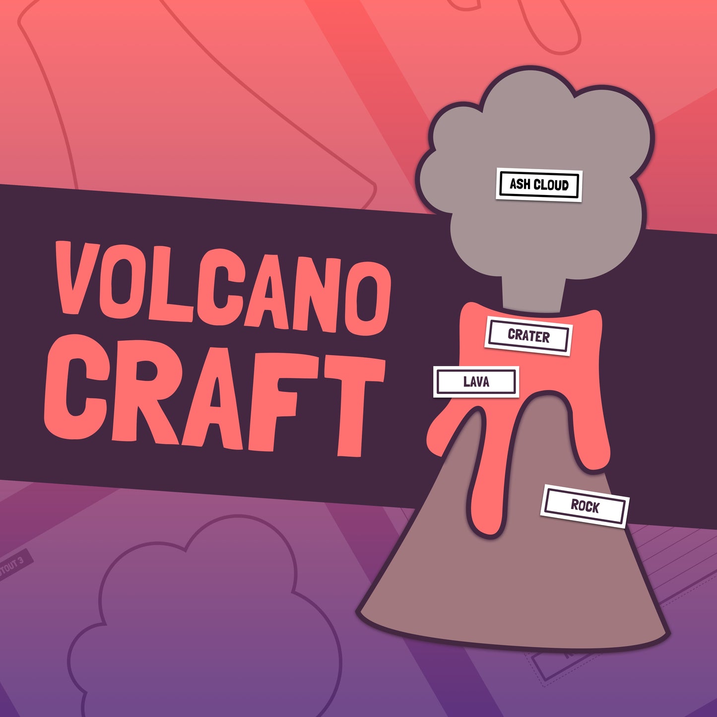 Illustration of a volcano with labels.