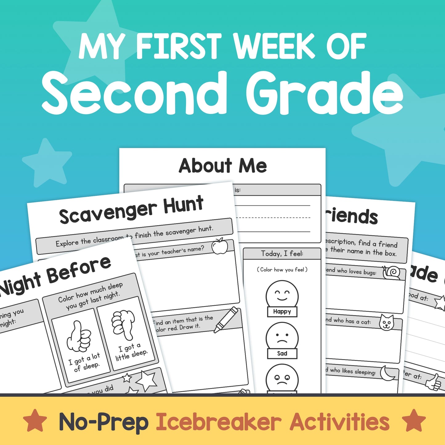 First week of second grade icebreaker printables