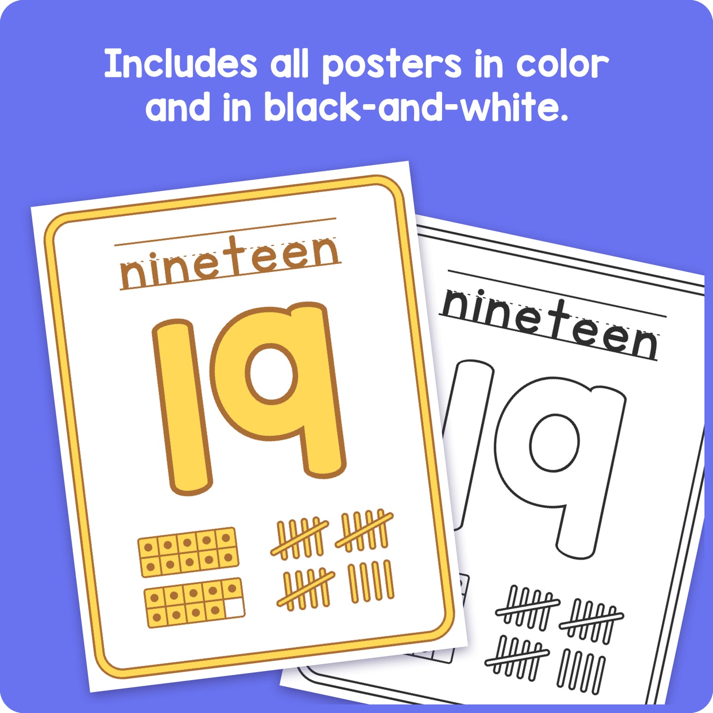 black-and-white & color number sense posters
