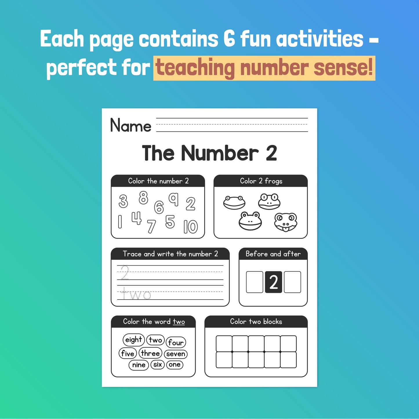 Teaching number sense printable
