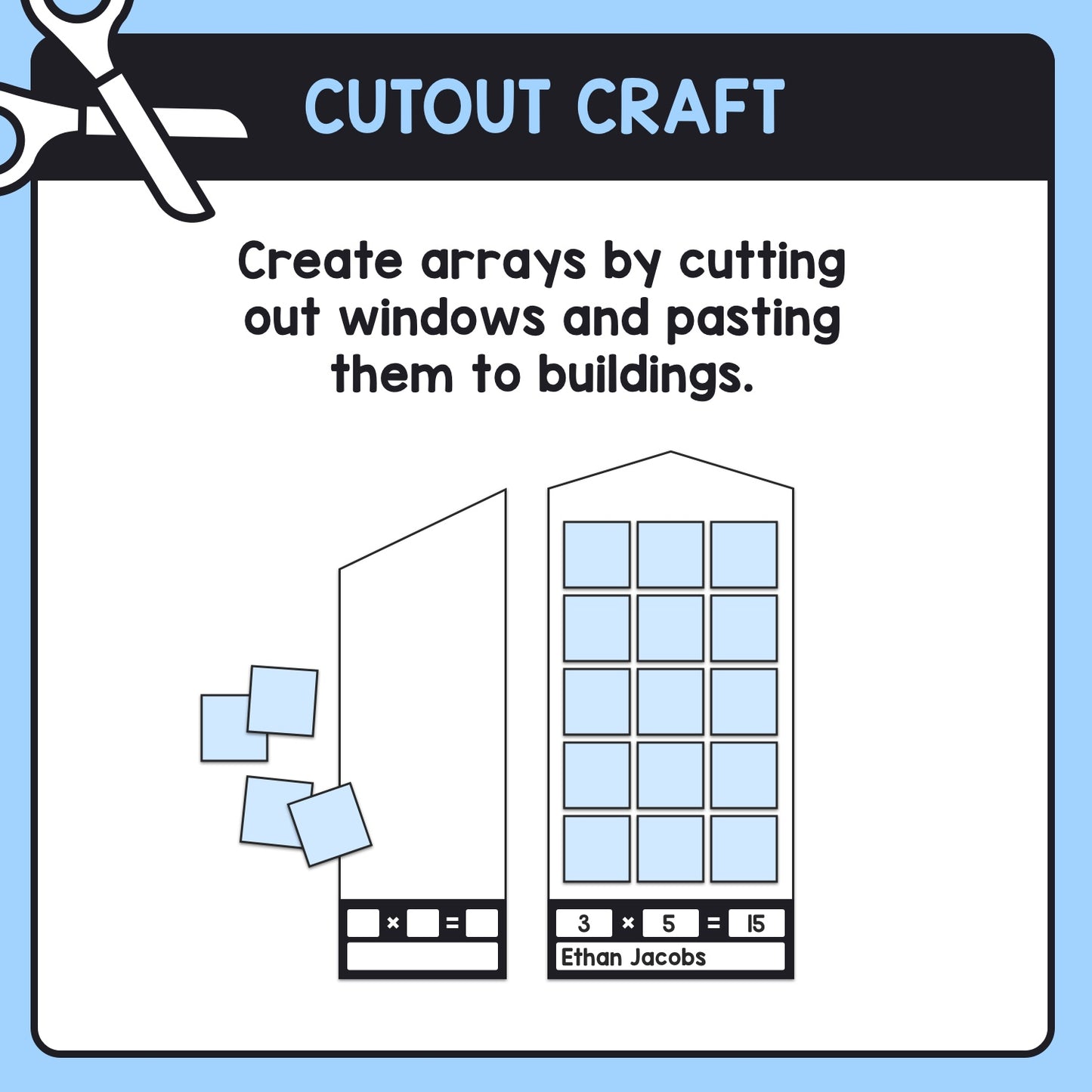 Multiplication arrays math center idea