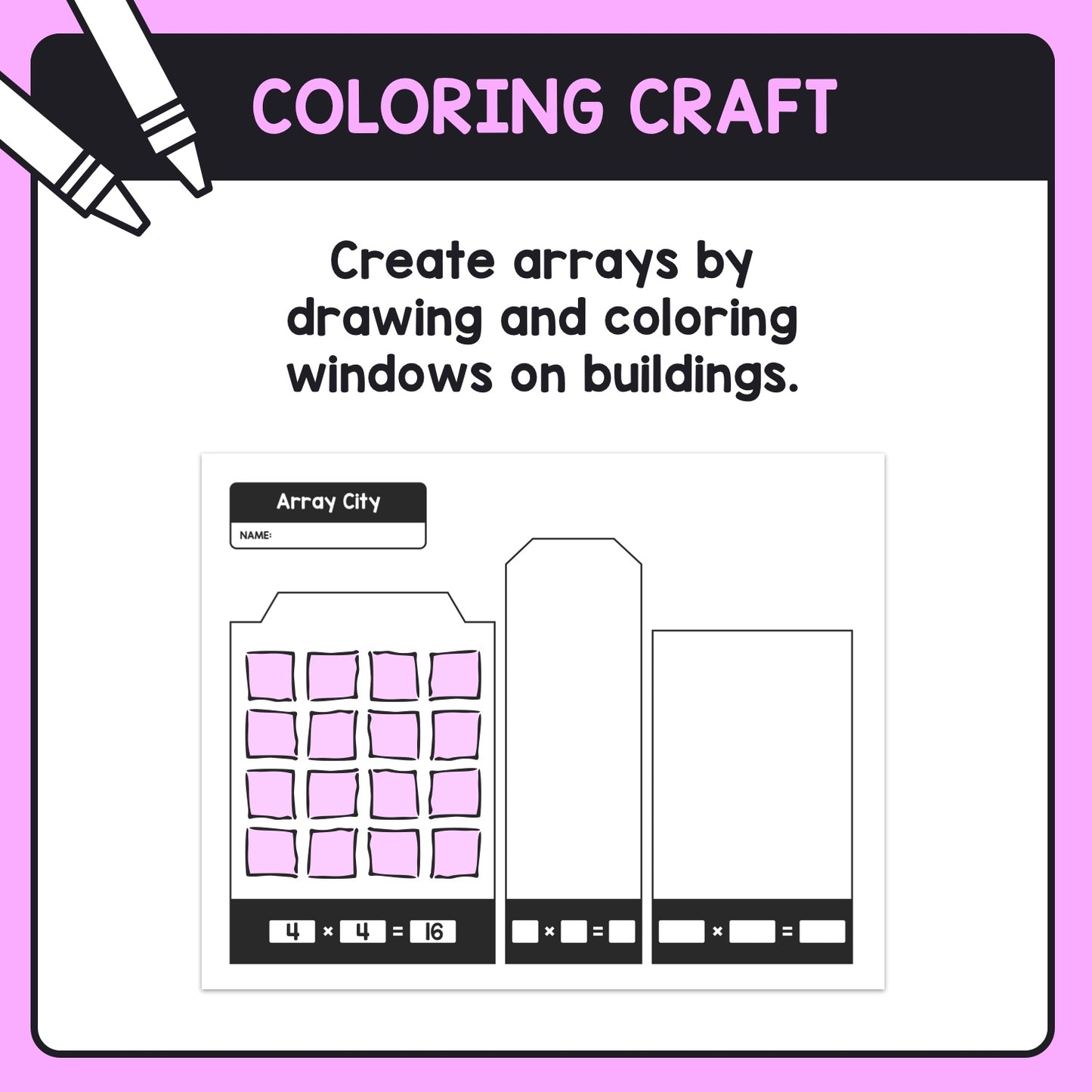 Multiplication arrays coloring activity
