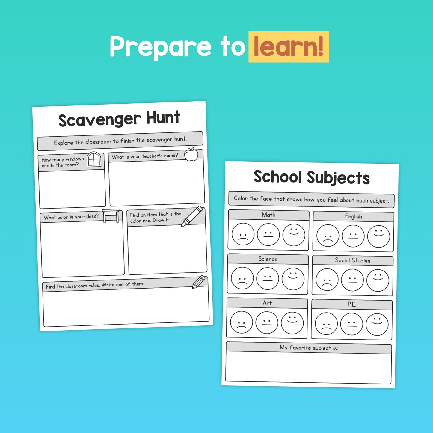 Back to school scavenger hunt