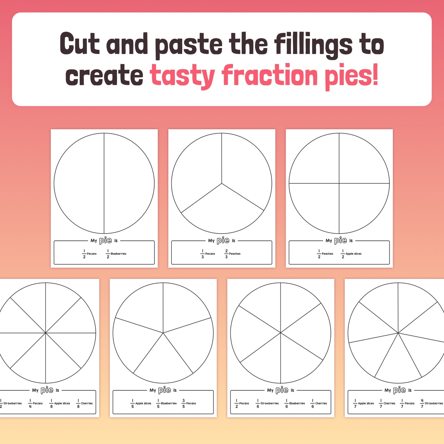 4th, 3rd, & 3nd grade fraction craft