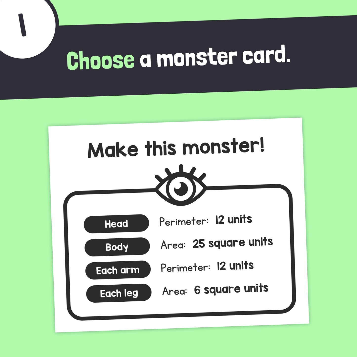 Area and perimeter monsters: Halloween math craft