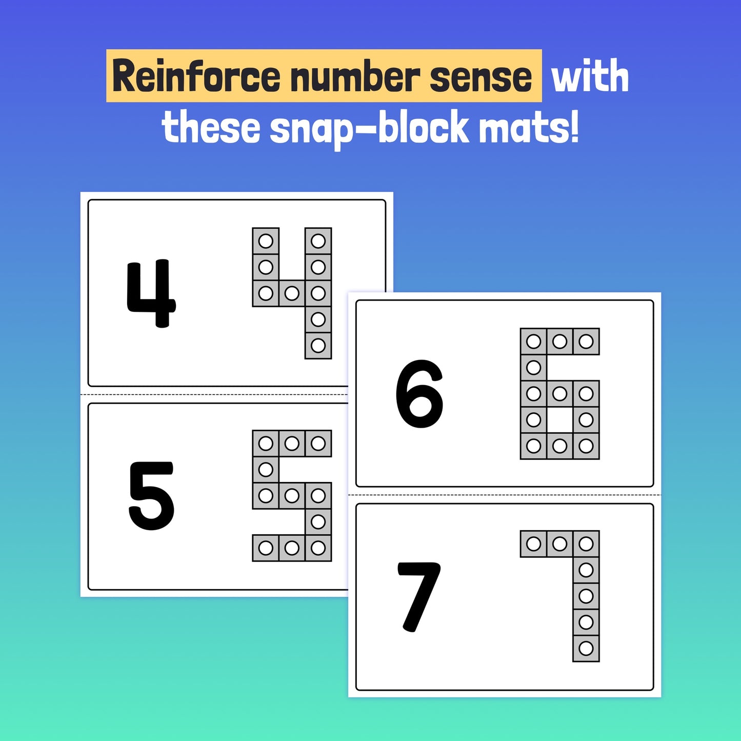 Snap Block Number Mats with numbers 4, 5, 6, and 7 shown.