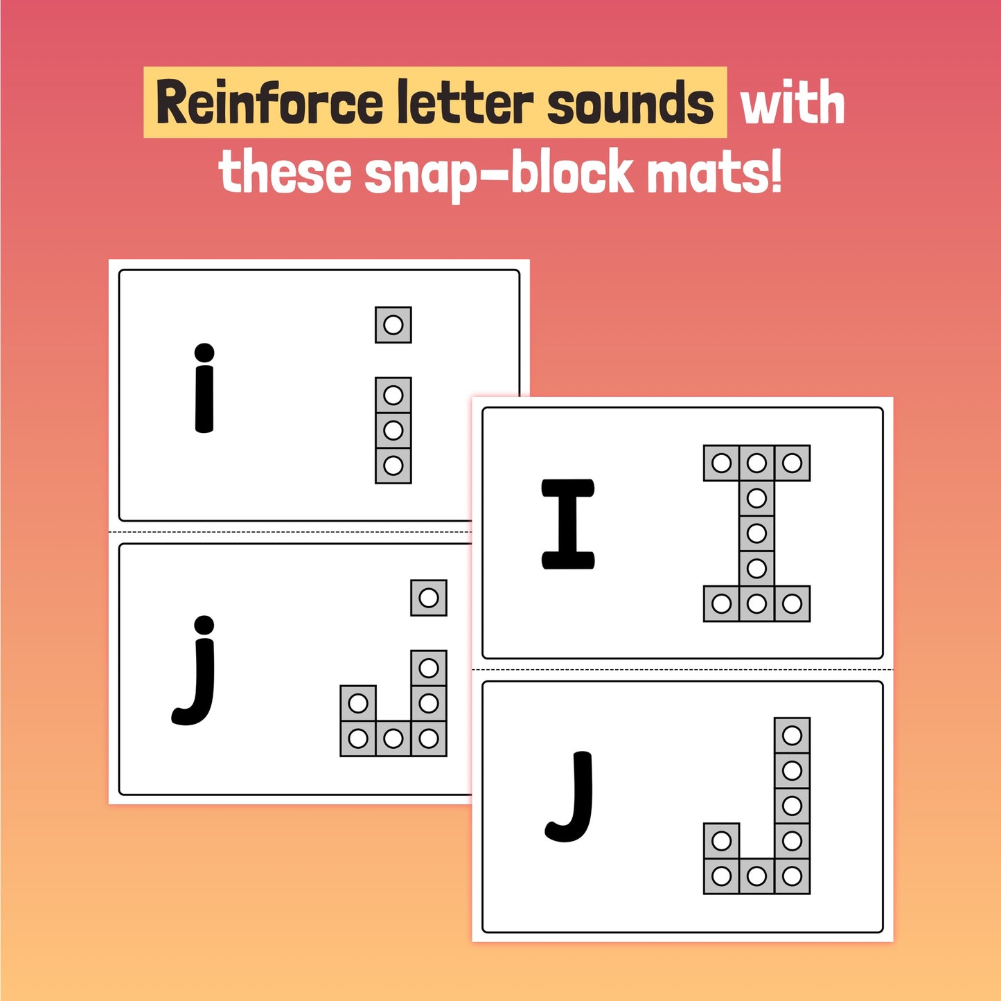 Letter sound snap block mats
