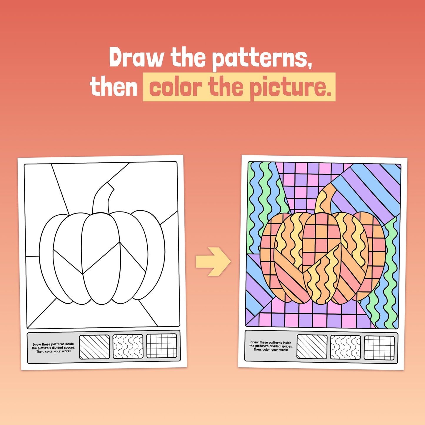 Pattern coloring pages for autumn