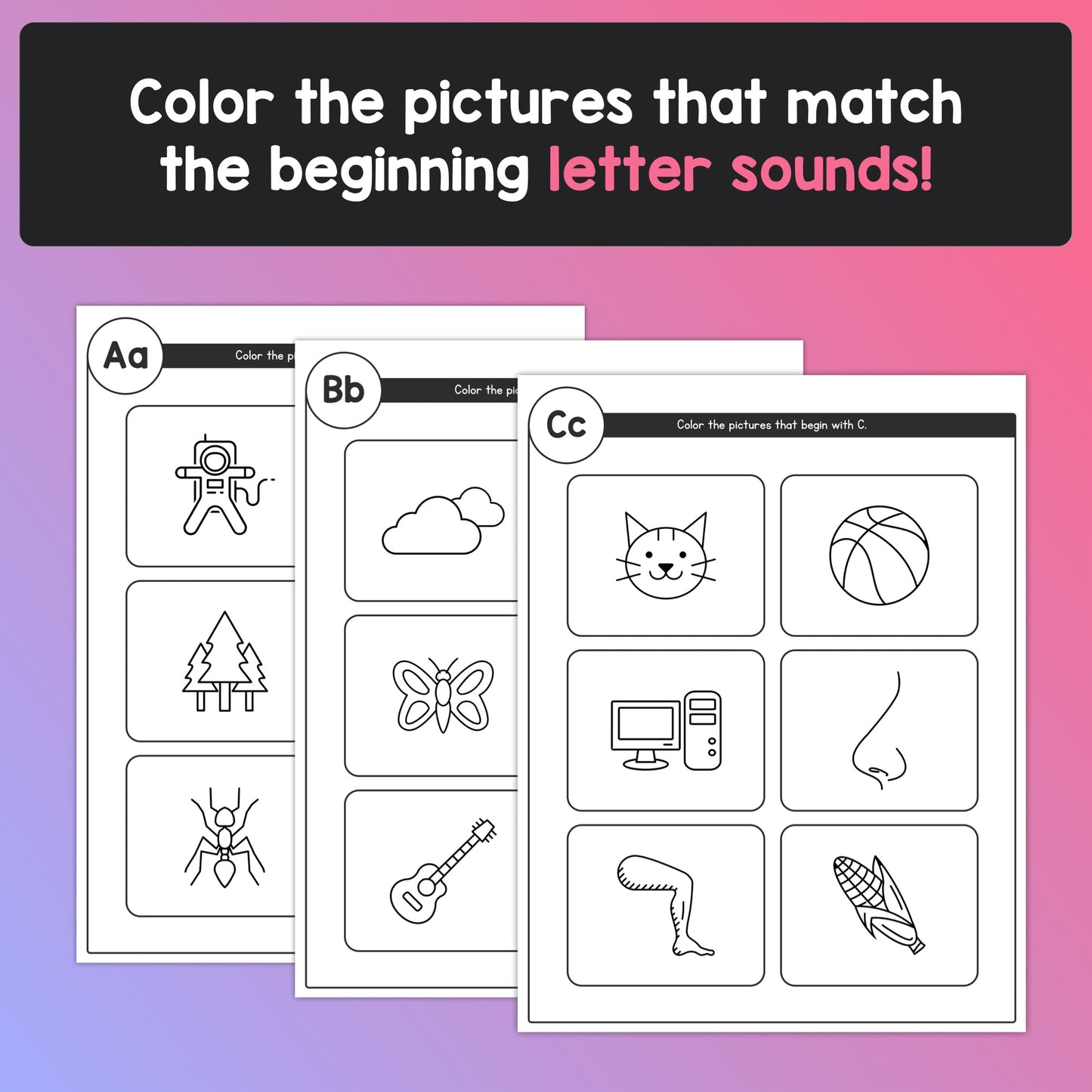Alphabet beginning sounds worksheets