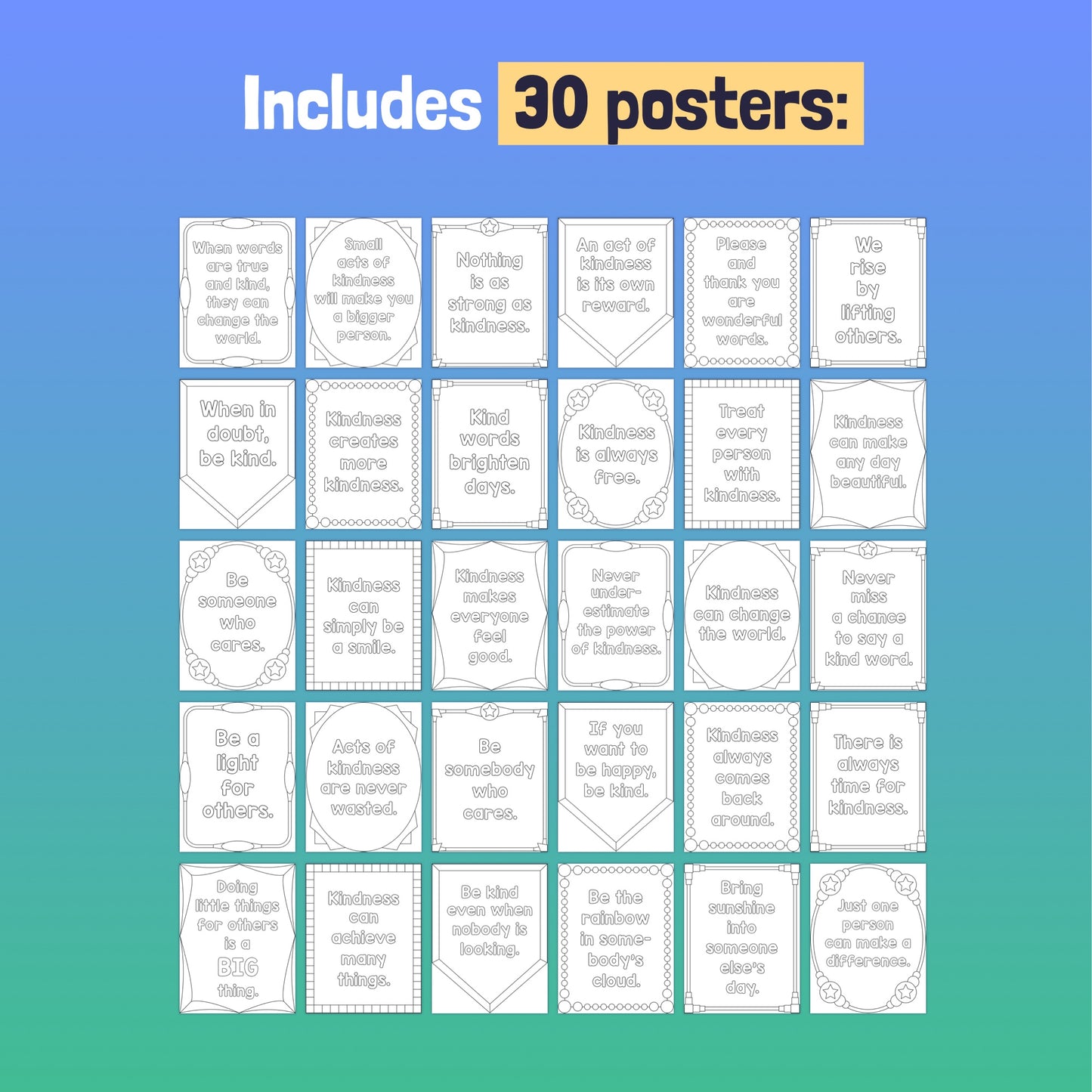 Printable kindness coloring sheets