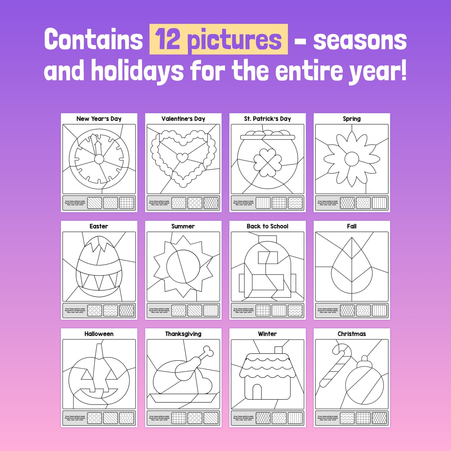 Busywork coloring pages for the entire year