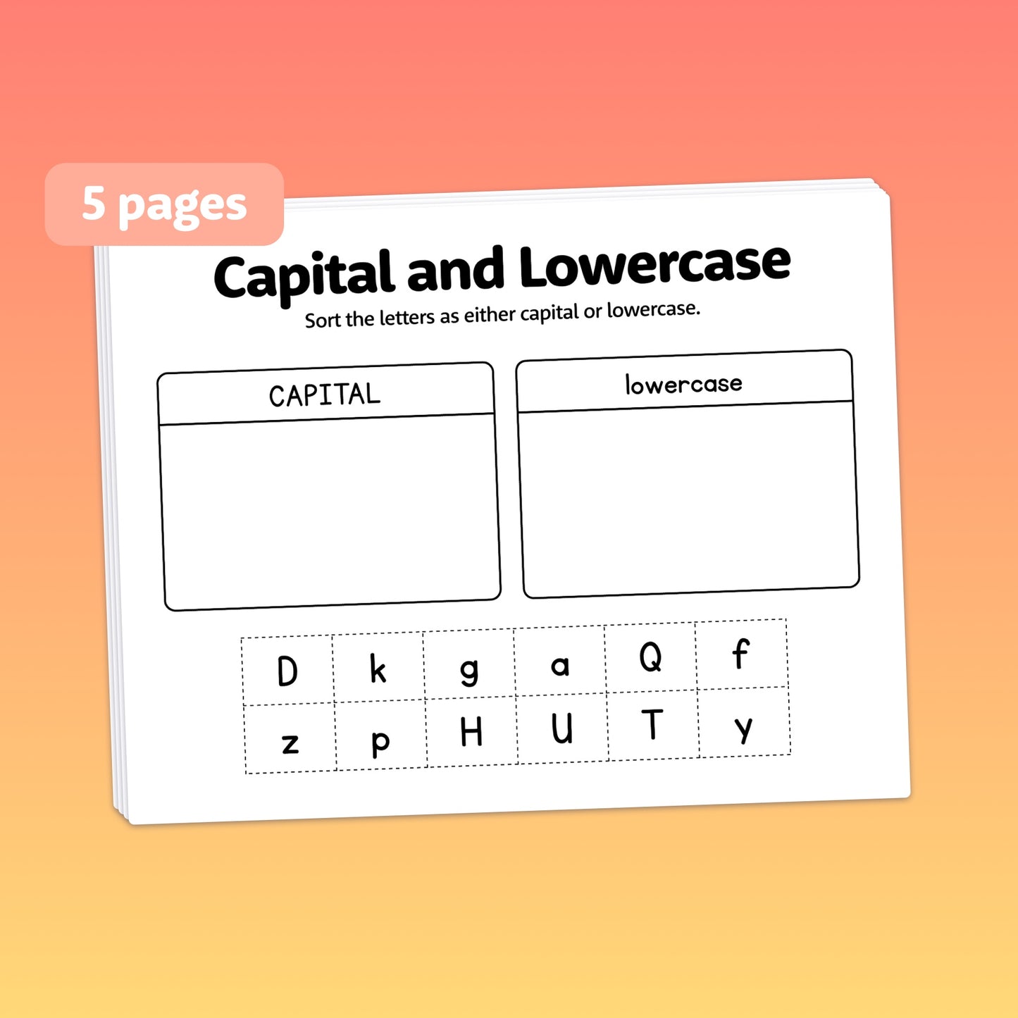 Capital and lowercase letters of the alphabet