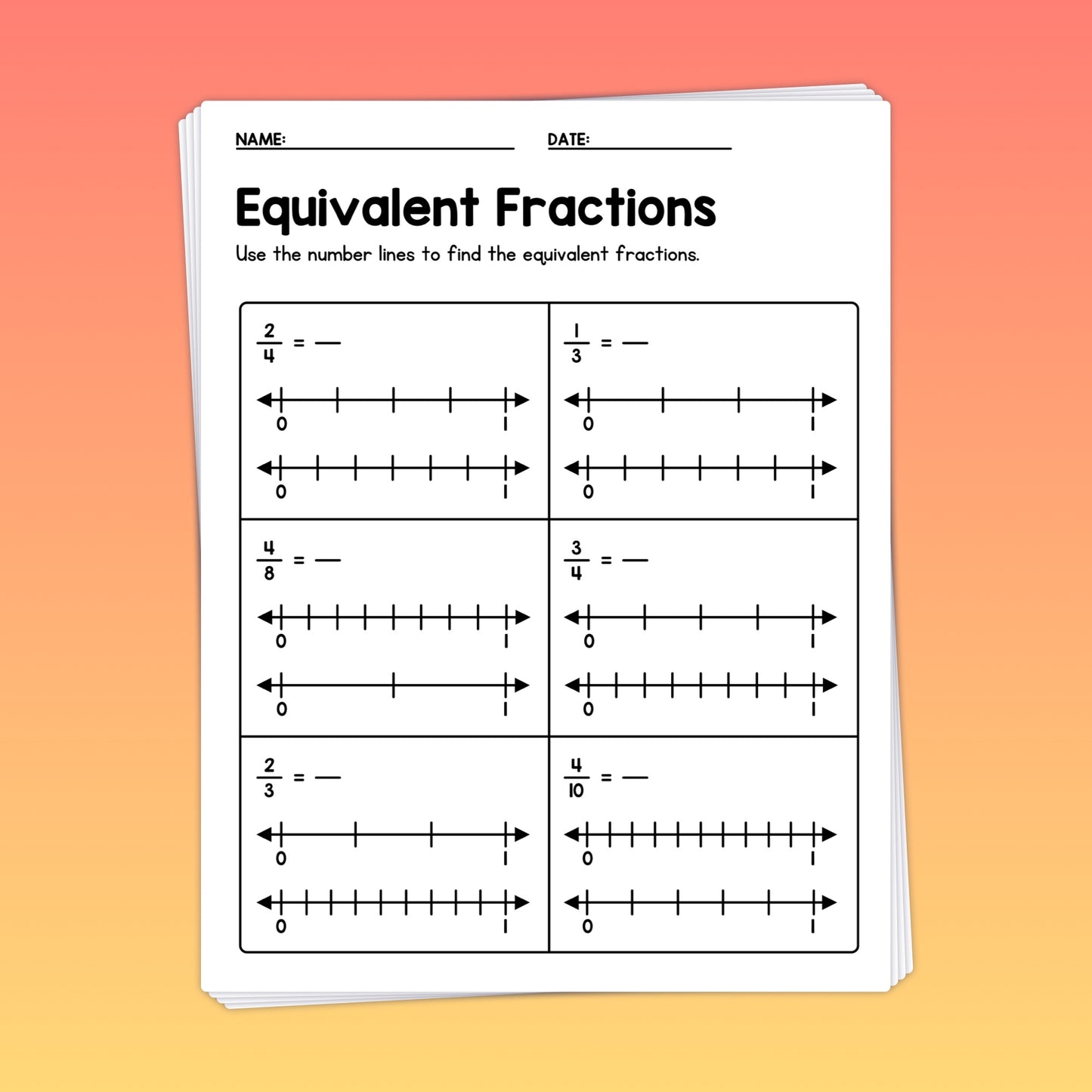 Equivalent fractions printable