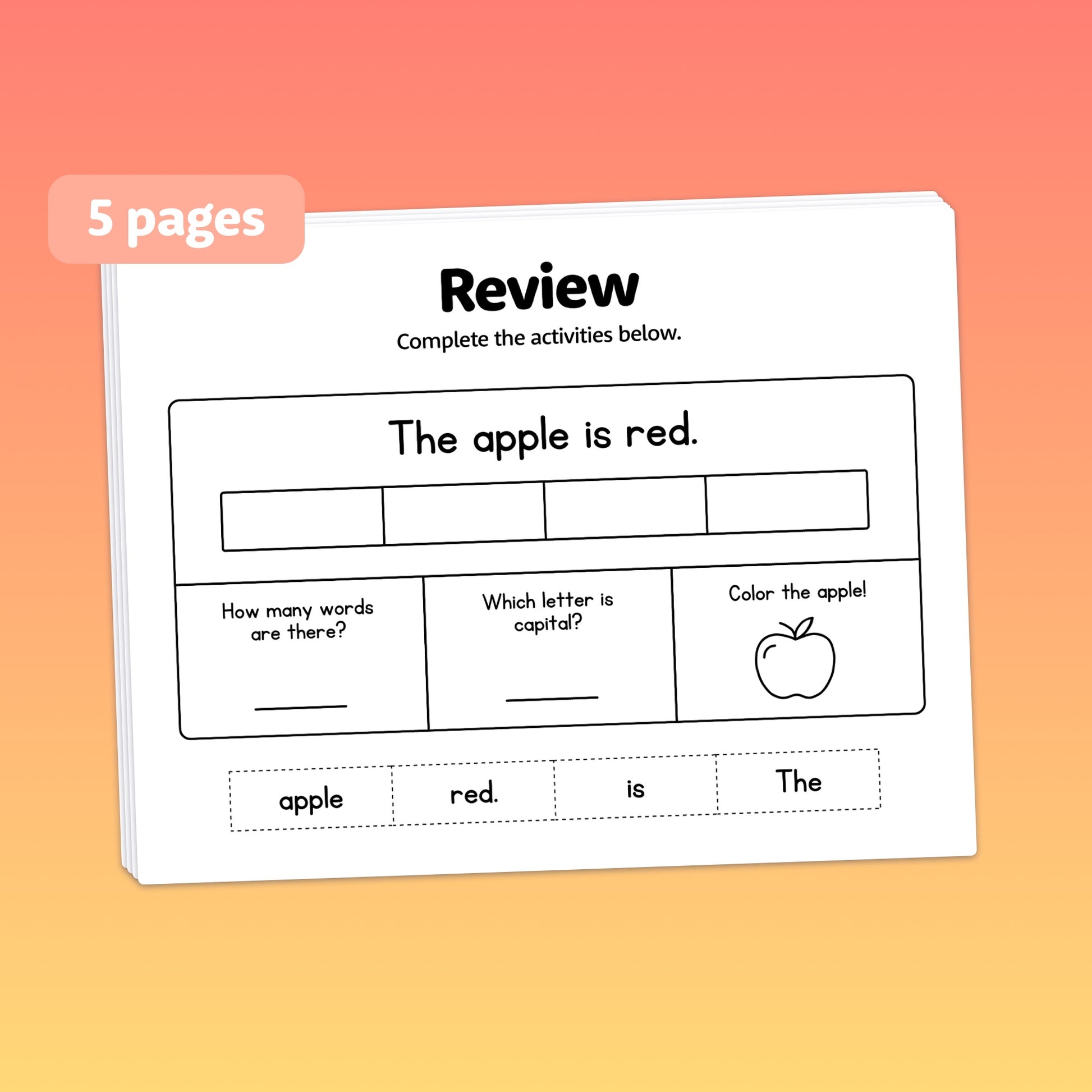 Early reading and sentence writing centers